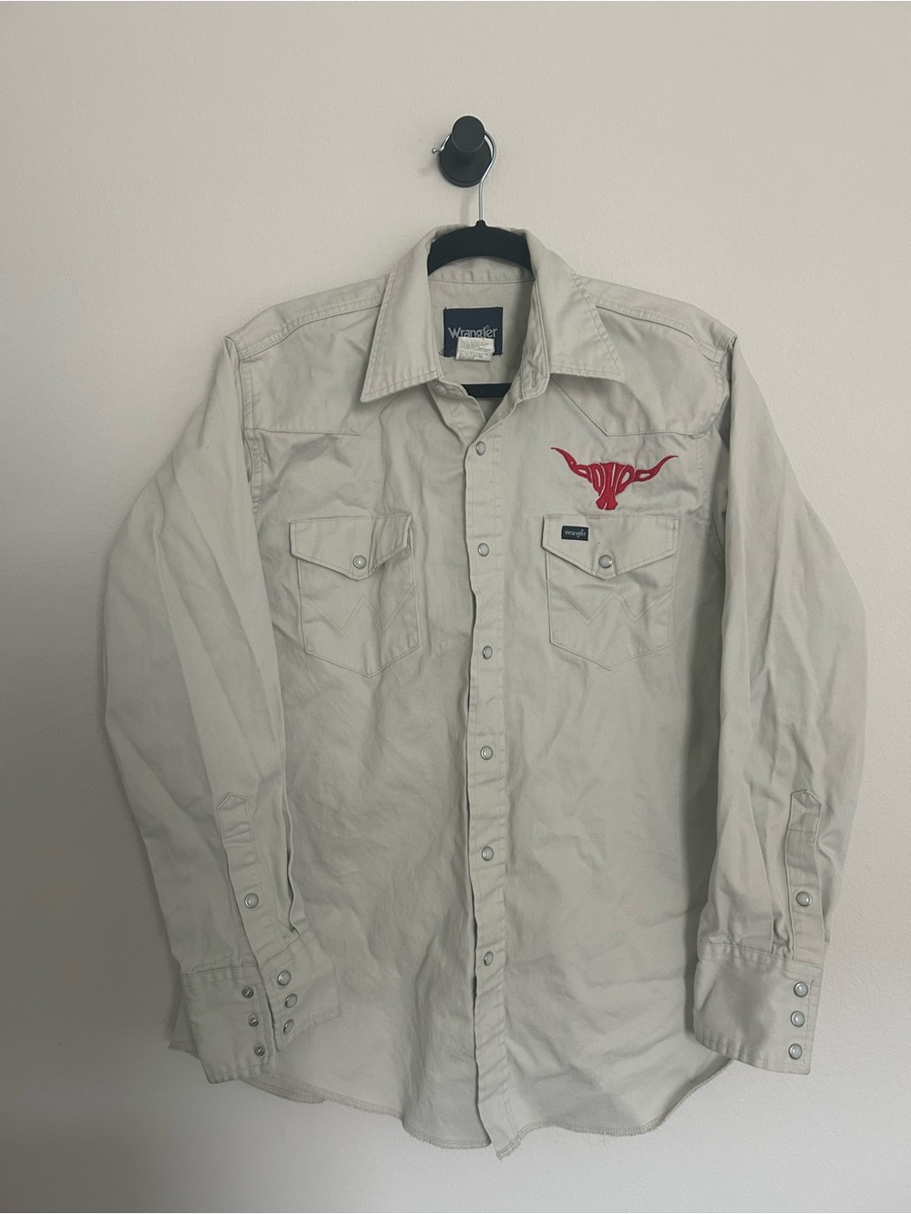 Wrangler Western Shirt with Red Longhorn Embroidery
